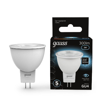 Лампа светодиодная Black D35х45 SMD MR11 3Вт 4100К бел. GU4 280лм 150-265В FROST Gauss 132517203