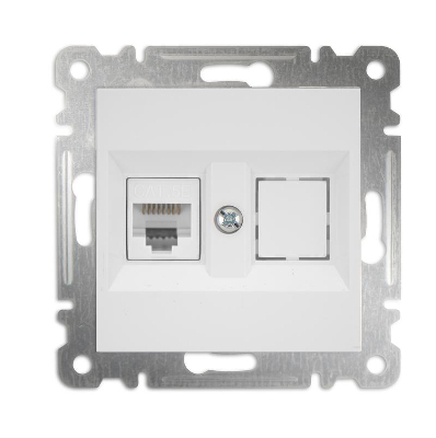 Розетка компьютерная 2-м СП Karea 16А IP20 RJ45 кат.5 механизм бел. Makel 57001035