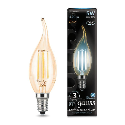 Лампа светодиодная Black Filament Свеча на ветру E14 5Вт 4100К Golden Gauss 104801805