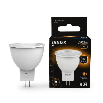 Лампа светодиодная Black D35х45 SMD MR11 3Вт 2700К тепл. бел. GU4 250лм 150-265В FROST Gauss 132517103