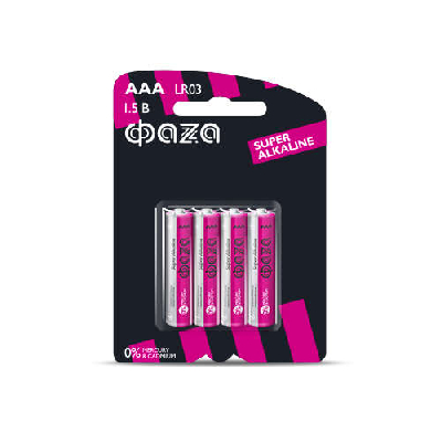 Элемент питания алкалиновый LR03 Super Alkaline BL-4 (уп.4шт) ФАZА 4895205000254