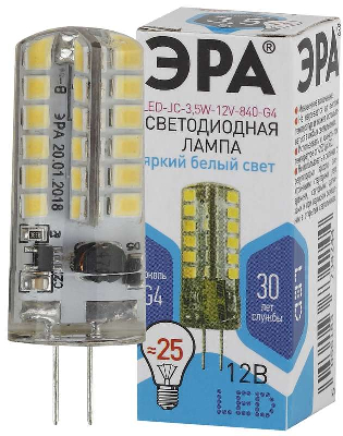 Лампа светодиодная LED-JC-3.5W-12V-840-G4 280лм ЭРА Б0033196