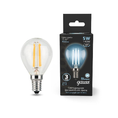Лампа светодиодная Black Filament Шар E14 5Вт 4100К Gauss 105801205