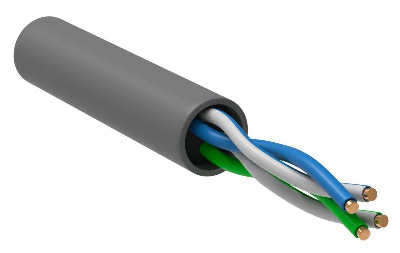 Кабель витая пара U/UTP кат.5E 2PR 24 AWG PVC 1м сер. РФ (уп.100м) GENERICA BC1-C5E02-111-100-R-G