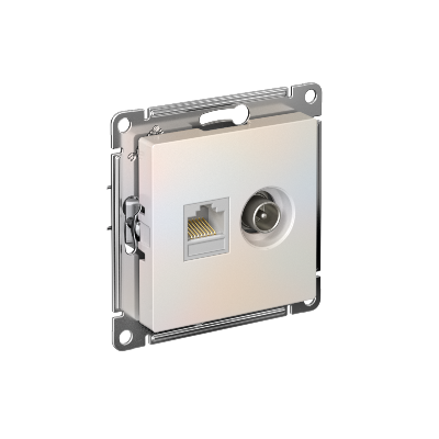 Механизм розетки компьютерной 2-м AtlasDesign RJ45 кат.5E+TV жемчуг SchE ATN000489