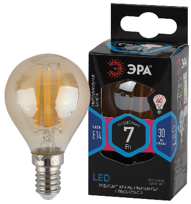 Лампа светодиодная филаментная F-LED P45-7W-840-E14 gold 7Вт P45 шар золотая 4000К нейтр. бел. E14 Эра Б0047018