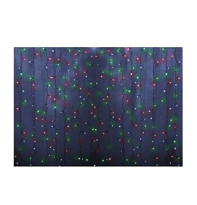 Гирлянда Дождь "ПЛЕЙ-ЛАЙТ" 2х1.5м 192LED 12Вт 220В IP44 фиксинг RGB силикон. провод NEON-NIGHT 235-309-6