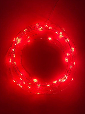 Гирлянда светодиодная "Нить" 5м 50LED красн. свет АА ЭРА Б0047963