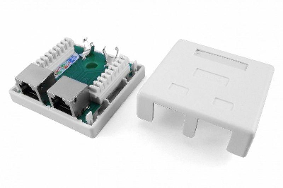 Розетка компьютерная 2-м ОП Dual IDC SB1-2-8P8C-C5e-SH-WH RJ45 (8P8C) кат.5E экранир. Hyperline 430233