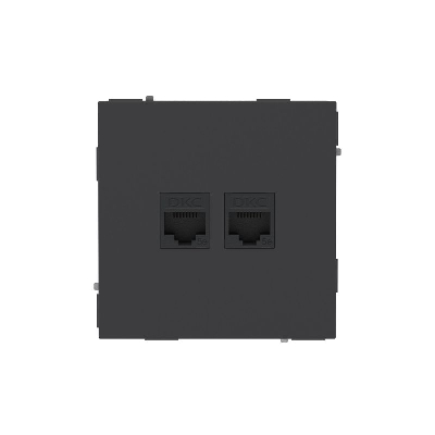 Розетка компьютерная 2-м KANT RJ45 кат.5E без шторки черн. уголь DKC 7012664