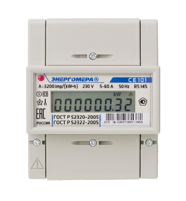 Счетчик СЕ 101 R5 145 1ф 5-60А 1 класс точн. ЭР Энергомера 101001003009471