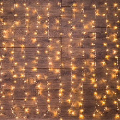 Гирлянда "Светодиодный дождь" с контроллером 1.5х1.5м 144LED тепло-бел. прозр. провод 12Вт 220В IP20 NEON-NIGHT 235-036