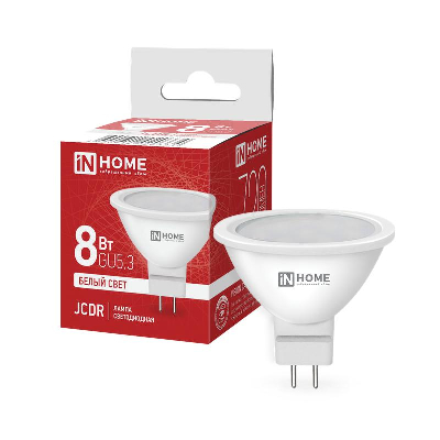 Лампа светодиодная LED-JCDR-VC 8Вт 230В GU5.3 4000К 600Лм IN HOME 4690612020334