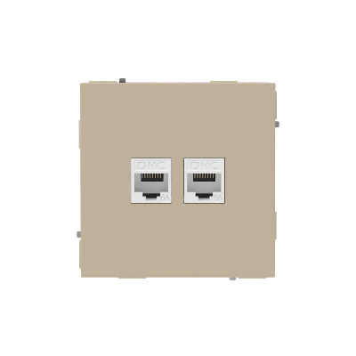 Розетка компьютерная 2-м KANT RJ45 кат.6A без шторки ванильн. марципан DKC 7015674