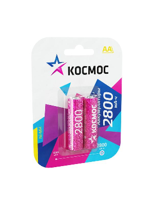 Аккумулятор R6 NI-MN 2800мА.ч BP-2 (блист.2шт) Космос KOCR6NIMH2800MAH2BL