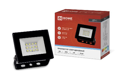 Прожектор светодиодный СДО-7 20Вт 230В 6500К IP65 черн. IN HOME 4690612034614