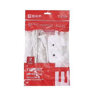 Удлинитель 2х3м без заземл. 10А IP20 Эксперт 2.2кВт ПВС 2х0.75 PROxima EKF UBA10-275-2-03