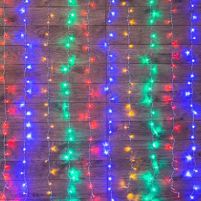 Гирлянда "Светодиодный дождь" с контроллером 1.5х1.5м 144LED мульти. прозр. провод 12Вт 220В IP20 NEON-NIGHT 235-039