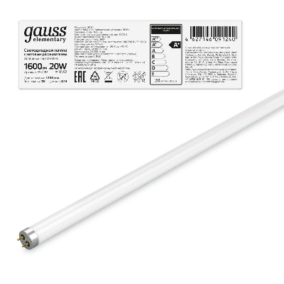 Лампа светодиодная Elementary T8 Glass 1200мм G13 20Вт 6500К Gauss 93039