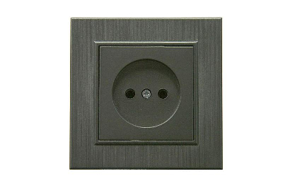 Розетка 1-м Karea LINE STAR без заземл. дым. металлик Makel 86050022