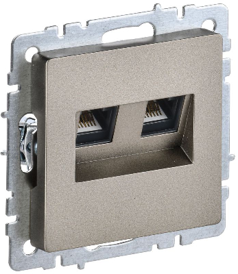 Розетка компьютерная двойная СП RJ45 кат.5E BRITE РК10-2-БрШ шампань IEK BR-K20-1-K37
