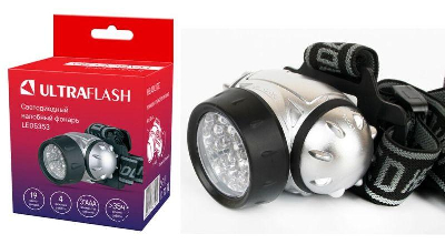 Фонарь налобный LED 5353 (19LED 4 режима; 3хR03 метал.) Ultraflash 10262