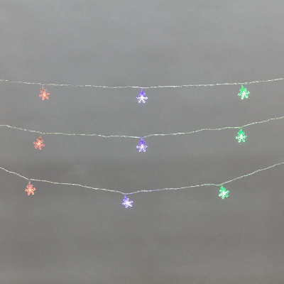 Гирлянда светодиодная "Снежинки" большие 5м 20 LED IP20 прозр. провод свечение мульти (RG/RB) мигание 230В Neon-Night 304-024