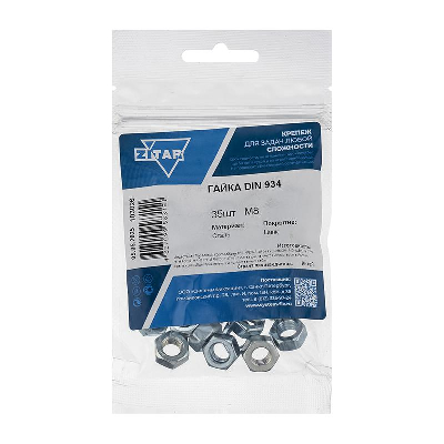 Гайка шестигранная М8 цинк. DIN 934 (уп.35шт) пакет Tech-Krep 103026