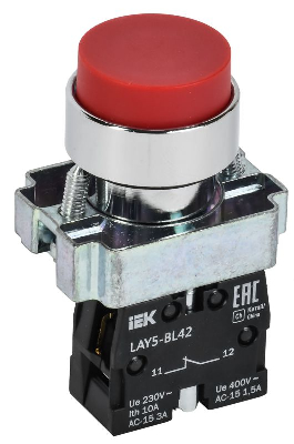 Кнопка LAY5-BL42 1НЗ без подсветки красн. KARAT IEK BBT71-BL-K04