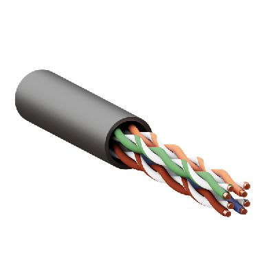 Кабель витая пара U/UTP кат.5e 4 пары solid внешний оболочка LDPE черн. TERACOM EKF TRC-5EUTP-04PE-BK-OUT3