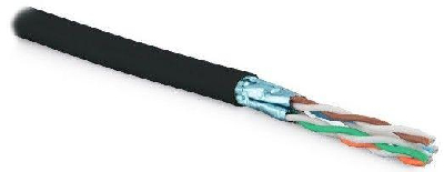 Кабель UFTP4-C6-SOLID-OUTDOOR-LSZH-BK-500 витая пара экран. FTP (F/UTP) кат. 6; 4 пары (23 AWG) ож (solid) для внешн. прокладки LSZH (500м) черн. Hyperline 227934