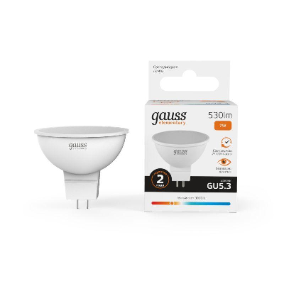 Лампа светодиодная Elementary MR16 7Вт 3000К тепл. бел. GU5.3 530лм 220-240В Gauss 13517