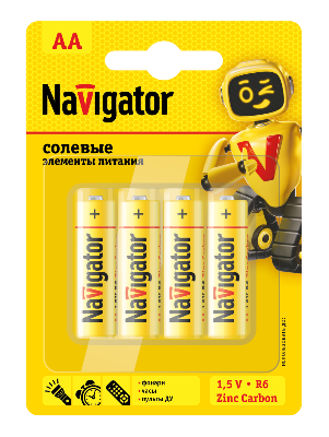 Элемент питания солевой 94 758 NBT-NS-R6-BP4 (блист.4шт) Navigator 94758
