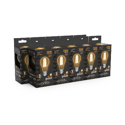 Лампа светодиодная филаментная Black Filament 26Вт A70 грушевидная 2700К тепл. бел. E27 2600лм GAUSS 102902126
