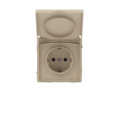 Розетка силовая KANT IP44 2P+E защ. шторки с крышкой ванильн. марципан DKC 7015013