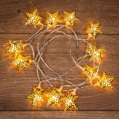 Гирлянда светодиодная "Звезды" на солнечной батарее 12LED тепл. бел. 1.2м Neon-Night 303-070