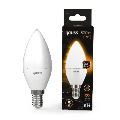 Лампа светодиодная Black Candle 7Вт E14 3000К step dimmable диммир. Gauss 103101107-S
