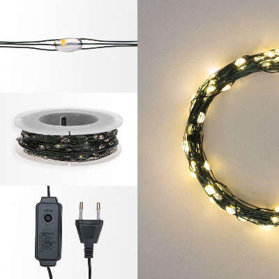 Гирлянда "Роса" с контроллером 20м 200 LED зел. провод теплое бел. свечение Neon-Night 303-266