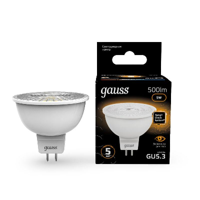 Лампа светодиодная Black MR16 5Вт 3000К тепл. бел. GU5.3 500лм 150-265В FROST Gauss 101505105