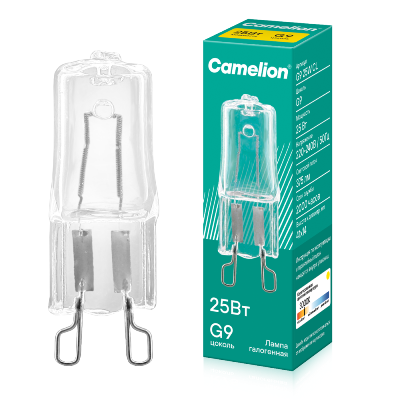 Лампа галогенная 25Вт капсула G9 2850К 240В прозр. Camelion 5845