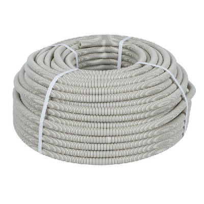 Труба гофрированная ПВХ d25мм с протяжкой сер. (уп.50м) Plast PROxima EKF tg-z-25
