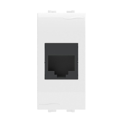 Розетка компьютерная 1-м СП Brava 1мод. RJ45 5E (разъем Hyperline) бел. DKC 76654B