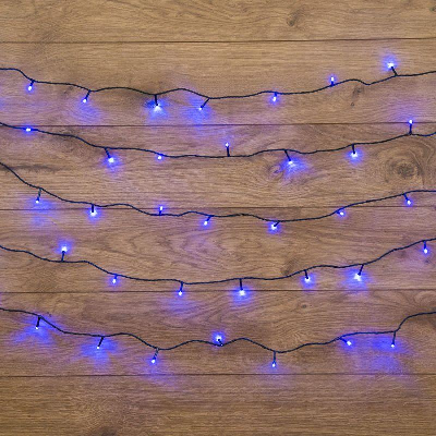 Гирлянда "ТВИНКЛ ЛАЙТ LED" (с контроллером 8 режимов) 15м 120LED 10Вт 220В IP20 син. провод темн.-зел. ПВХ NEON-NIGHT 303-053