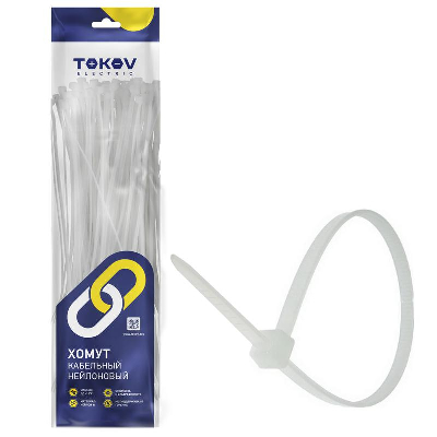 Хомут кабельный нейлоновый бел. 4.8х250 (уп.100шт) TOKOV ELECTRIC TKE-HNS-4.8-250-W/100