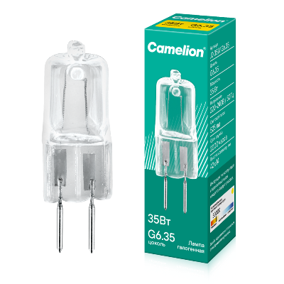 Лампа галогенная JD 35Вт капсула G6.35 2850К 240В Camelion 5203