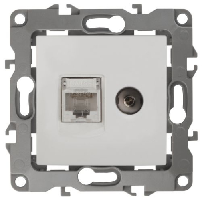 Розетка компьютерная + телевизионная Эра12 12-3110-01 RJ45 + TV IP20 бел. Эра Б0027441