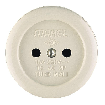 Розетка 1-м ОП 16А IP20 круглая без заземл. Makel 16012
