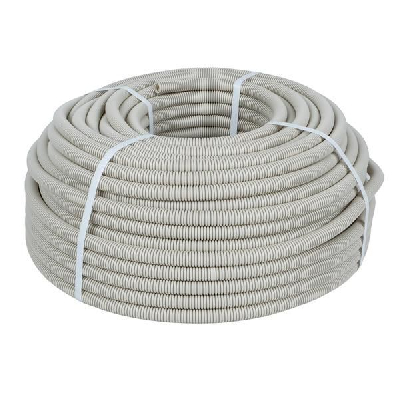 Труба гофрированная ПВХ d16мм с протяжкой сер. (уп.100м) Plast PROxima EKF tg-z-16