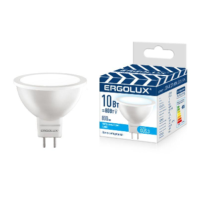 Лампа светодиодная LED-JCDR-10W-GU5.3-4K JCDR 10Вт GU5.3 4500К 180-240В ПРОМО Ergolux 15562