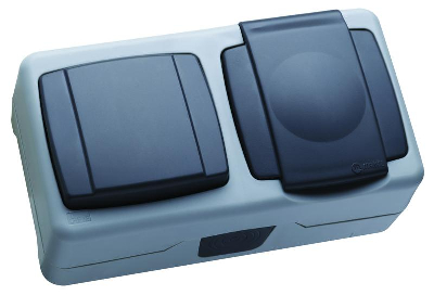 Выключатель 1-кл. в компл. розетка с крышкой IP55 Plus Makel 36064202